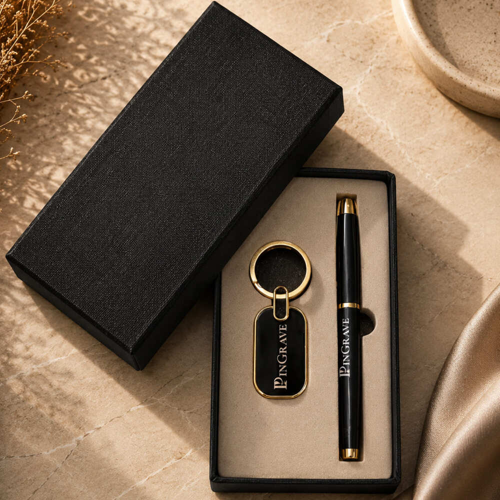 Executive Pen & Keychain Gift Set – Custom Laser Engraved