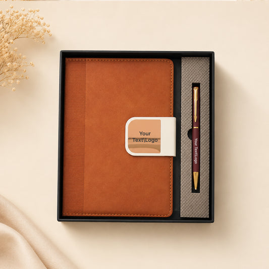 Leather A5 Diary & Pen Gift Set