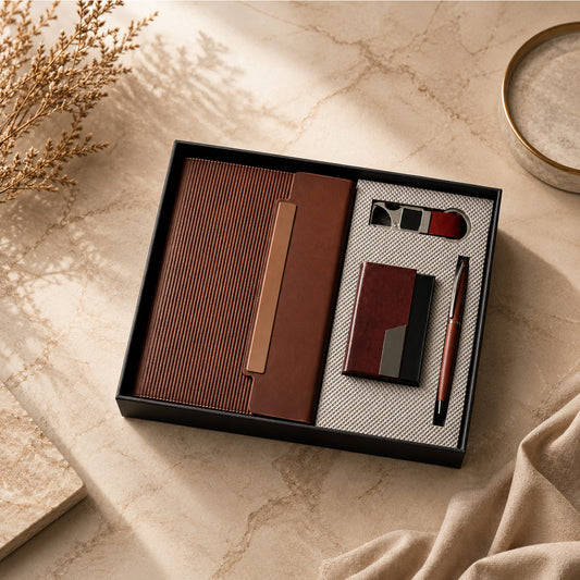 Luxury Executive Gift Set – A5 Diary, Pen, Card Holder & Keychain