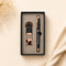 Personalised Engraved Premium Pen & Keychain Gift Set – Black & Rose Gold