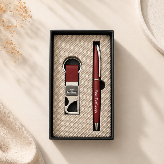 Personalised Pen & Keychain Gift Set – Custom Laser Engraved