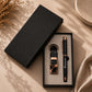 Personalised Engraved Premium Pen & Keychain Gift Set – Black & Rose Gold
