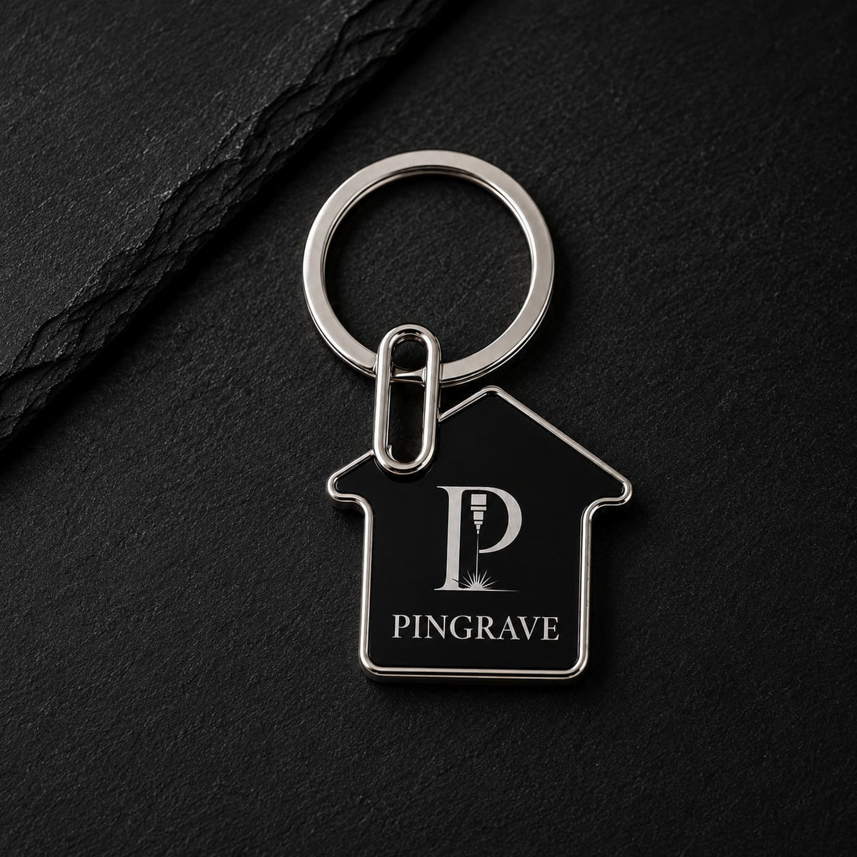 Personalised House Shape Metal Keychain – Custom Engraved Keyring