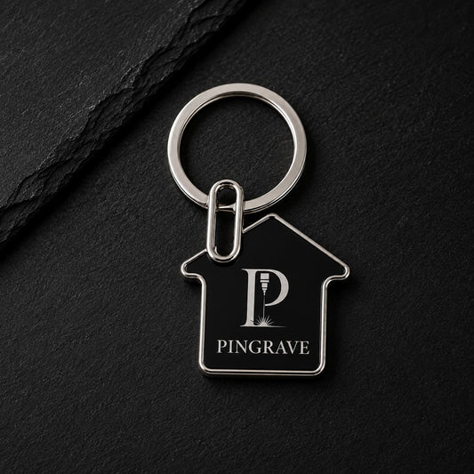 Personalised House Shape Metal Keychain – Custom Engraved Keyring