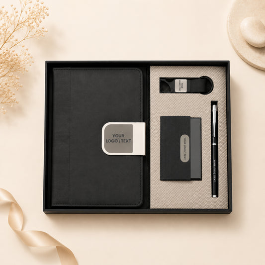 Personalised Premium Executive Gift Set – Diary, Pen, Card Holder & Keychain